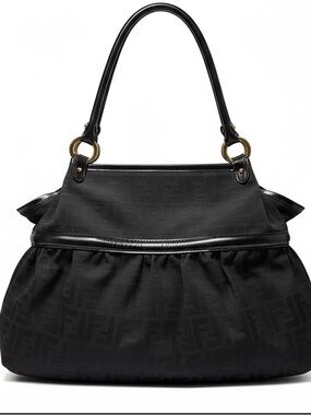 FENDI Chef Bag Black FF Zucca Jacquard Large Hobo Vintage Authentic Italy 🇮🇹